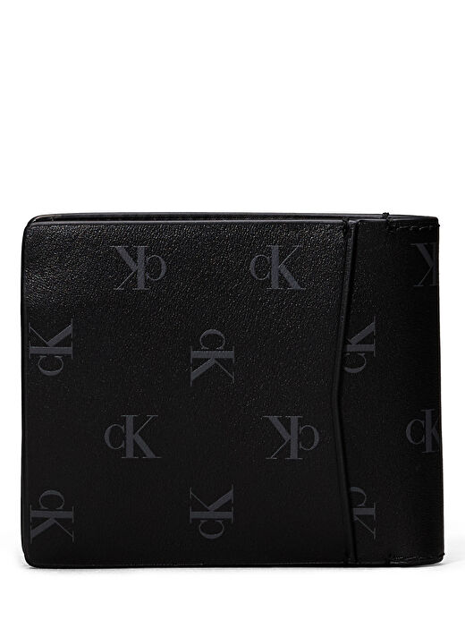 Calvin Klein Siyah Erkek Deri Cüzdan AOP BIFOLD W/COIN 2