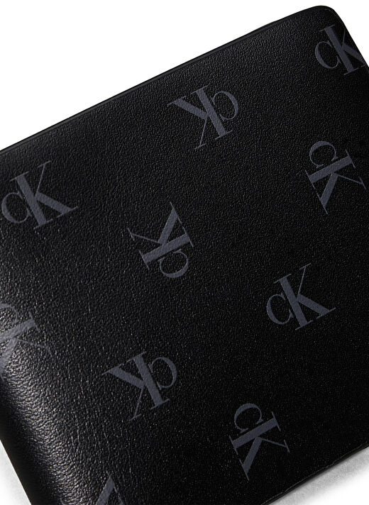Calvin Klein Siyah Erkek Deri Cüzdan AOP BIFOLD W/COIN 4