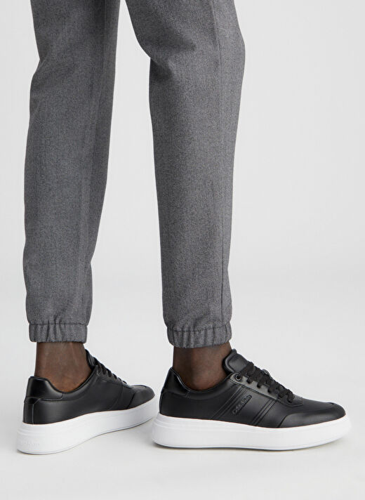 Calvin Klein Siyah Erkek Deri Sneaker LOW TOP LACE UP HF  2