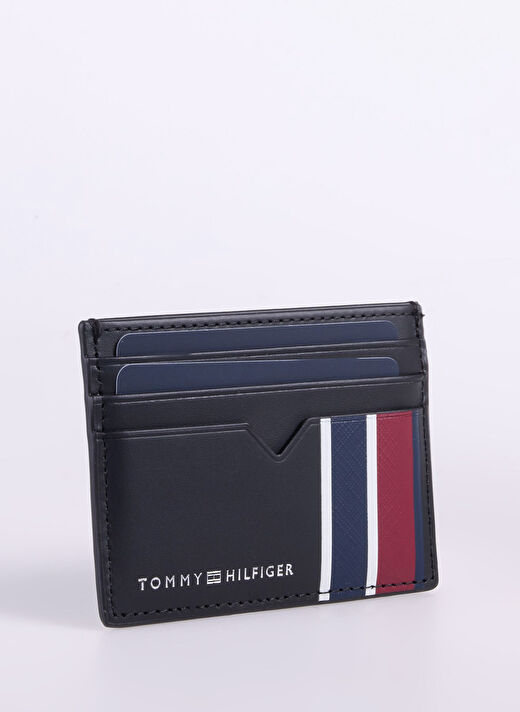 Tommy Hilfiger Siyah Erkek 10,3x7,7x0,5 cm Deri Kartlık TH CORP CC HOLDER 2