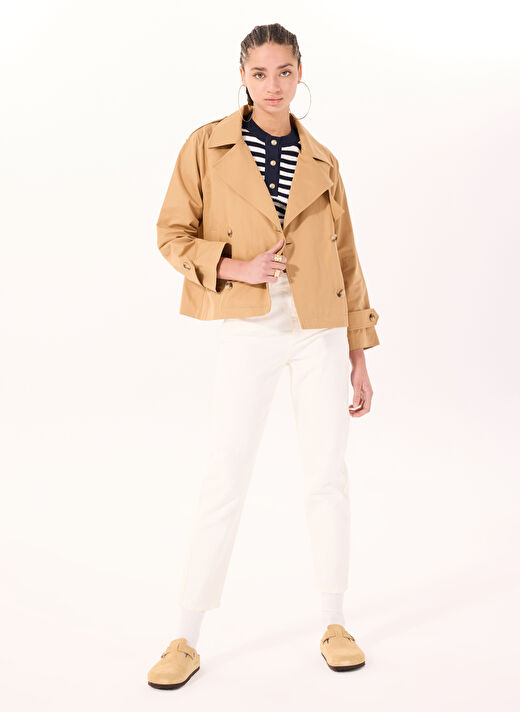 Mustang Ekru Kadın Mom Fit Yıkamalı Denim Pantolon CHARLOTTE TAPERED MOM  2