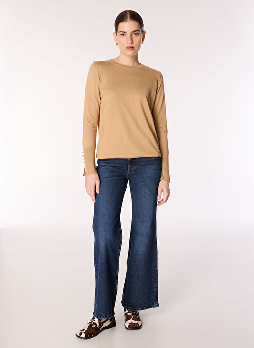 People By Fabrika Bisiklet Yaka Vizon Kadın Basic Kazak PBF4WL-KZK5012 2