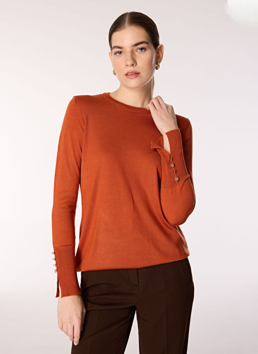 People By Fabrika Bisiklet Yaka Kiremit Kadın Kazak PBF4WL-KZK5012  1