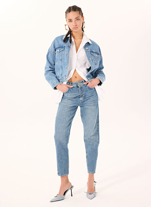 Mustang Açık Mavi Kadın Mom Fit Yıkamalı Denim Pantolon CHARLOTTE TAPERED MOM  3