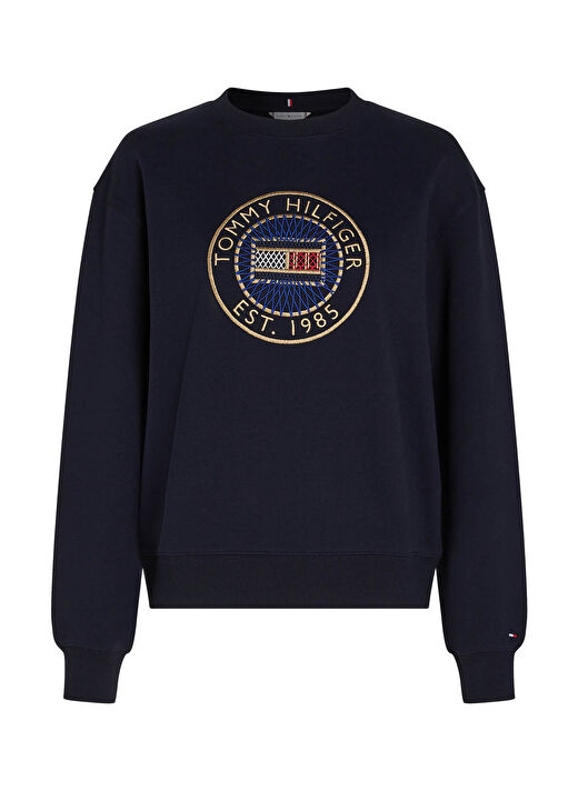 Yuvarlak Yaka Nakışlı Lacivert Kadın Sweatshirt REG NAUTICAL EMB C-NK SWEATSHIRT 1