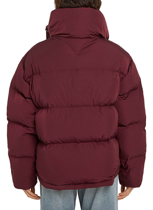 Tommy Hilfiger Bordo Kadın Dik Yaka Standart Fit Puffer Mont GOLD BUTTON DOWN JACKET 3
