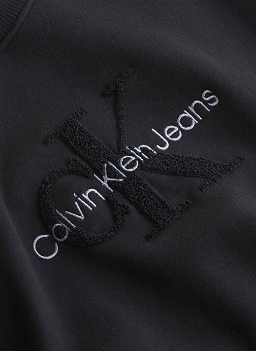 Yuvarlak Yaka Nakışlı Siyah Kadın Sweatshirt CHENILLE MONOLOGO CREWNECK 2