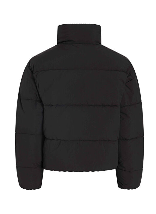 Calvin Klein Jeans Dik Yaka Nakışlı Siyah Kadın Puffer Mont CHENILLE MONOLOGO PUFFER 3