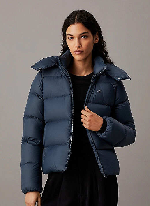 Calvin Klein Jeans Lacivert Kadın Dik Yaka Standart Fit Puffer Mont MW DOWN SHORT PUFFER 3