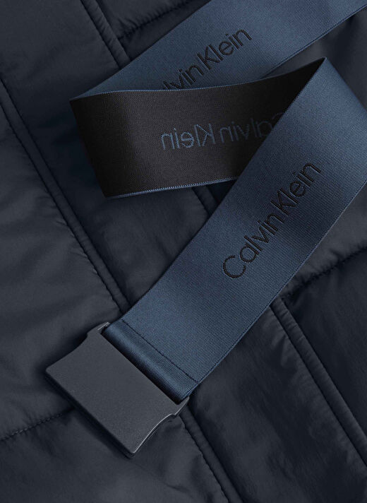 Calvin Klein Jeans Lacivert Kadın Dik Yaka Standart Fit Puffer Mont LOGO BELT SHORT PUFFER 2