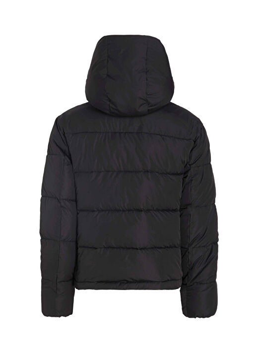 Calvin Klein Jeans Siyah Kadın Dik Yaka Standart Fit Puffer Mont MATTE MONOLOGO ND SHORT PUFFER 3