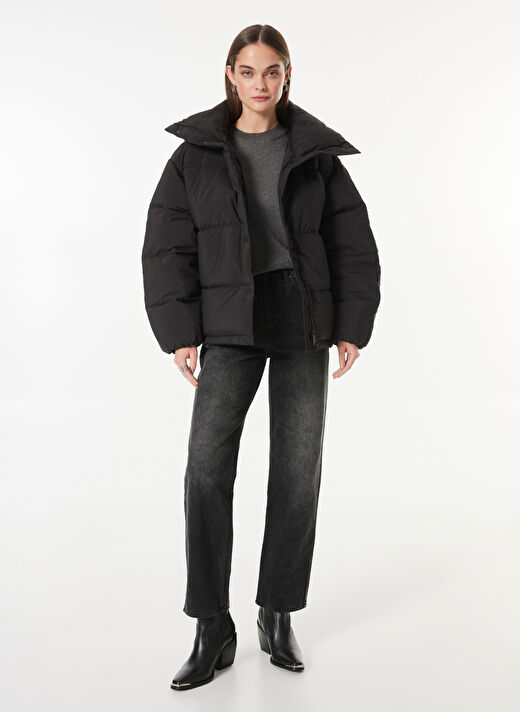 Calvin Klein Jeans Dik Yaka Puffer Siyah Kadın Mont RELAXED PUFFER 3