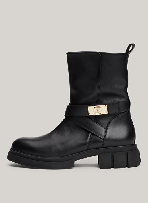 Tommy Hilfiger Siyah Kadın Deri Bot FW0FW08313BDS  2