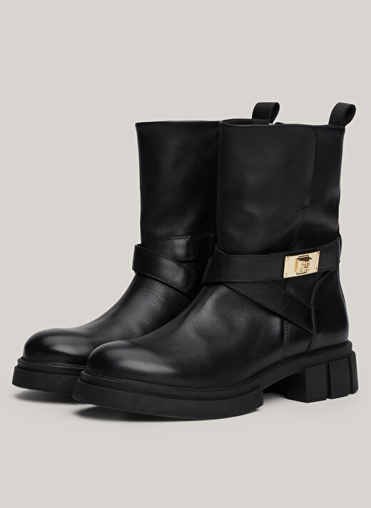 Tommy Hilfiger Siyah Kadın Deri Bot FW0FW08313BDS  3