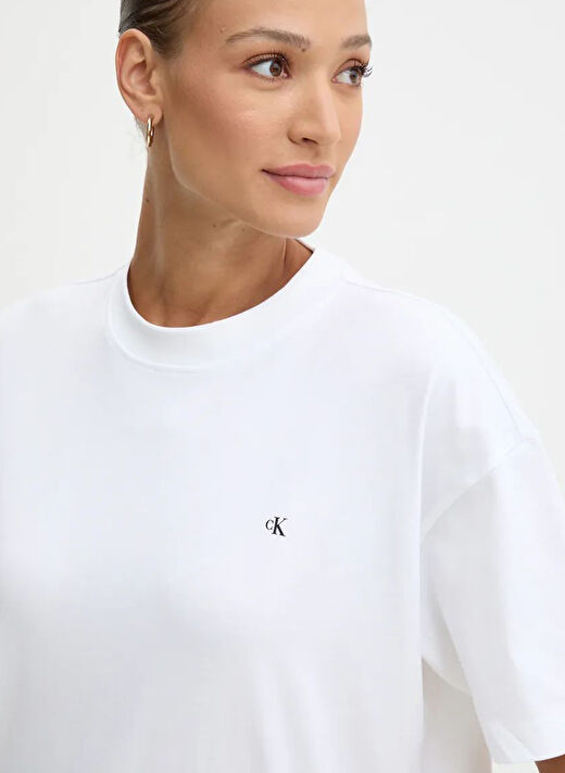 Standart Baskılı Beyaz Kadın T-Shirt STAMP BACK GRAPHIC BOYFRIEND TEE 2