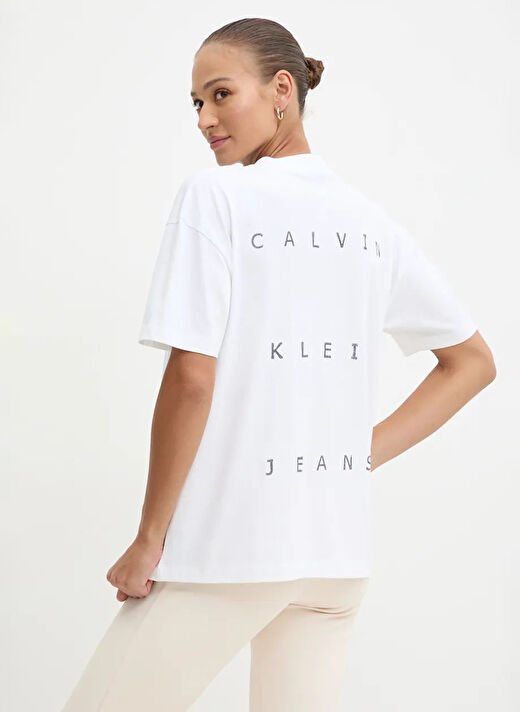Standart Baskılı Beyaz Kadın T-Shirt STAMP BACK GRAPHIC BOYFRIEND TEE 3