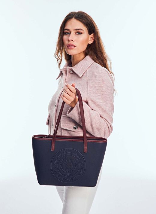 U.S. Polo Assn. Lacivert - Bordo Kadın 29x23x14 cm Omuz Çantası US24732  1