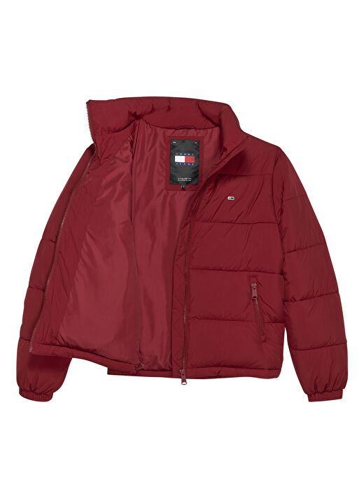 Tommy Jeans Kırmızı Kadın Dik Yaka Standart Fit Puffer Mont TJW ESSENTIAL PUFFER EXT 2
