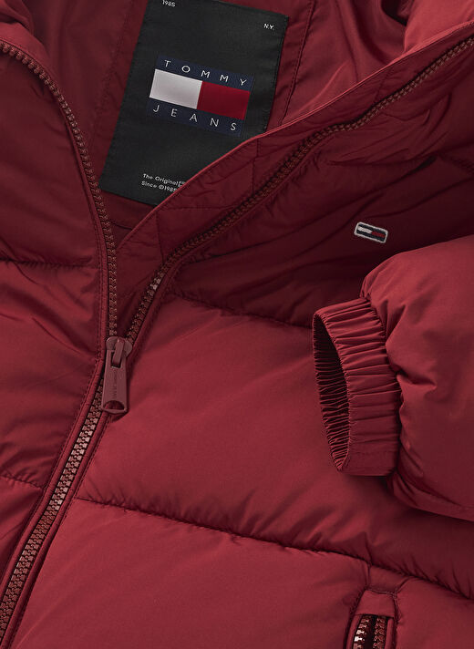 Tommy Jeans Kırmızı Kadın Dik Yaka Standart Fit Puffer Mont TJW ESSENTIAL PUFFER EXT 3