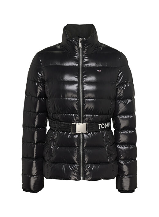 Tommy Jeans Dik Yaka Siyah Kadın Puffer Mont TJW BRANDED BELT DOWN JACKET 1