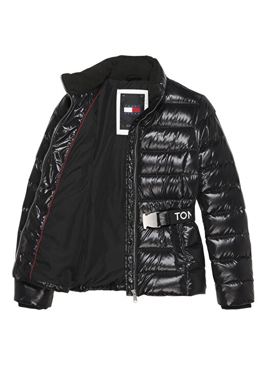 Tommy Jeans Dik Yaka Siyah Kadın Puffer Mont TJW BRANDED BELT DOWN JACKET 2