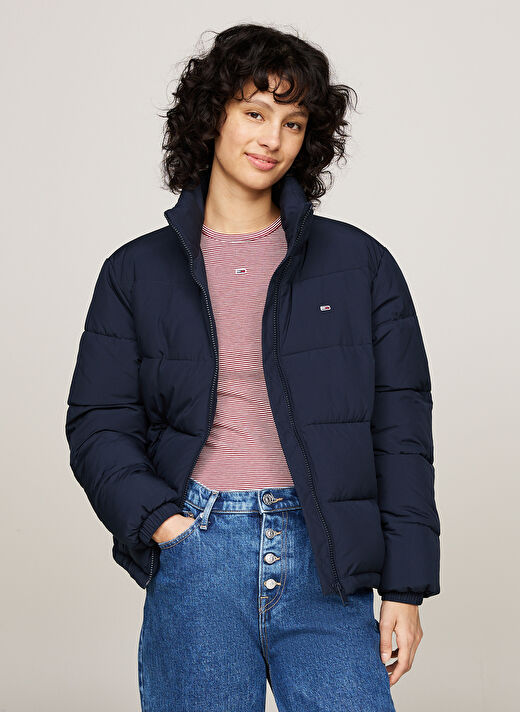 Tommy Jeans Lacivert Kadın Dik Yaka Standart Fit Puffer Mont TJW ESSENTIAL PUFFER EXT 2