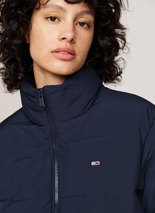 Tommy Jeans Lacivert Kadın Dik Yaka Standart Fit Puffer Mont TJW ESSENTIAL PUFFER EXT 3