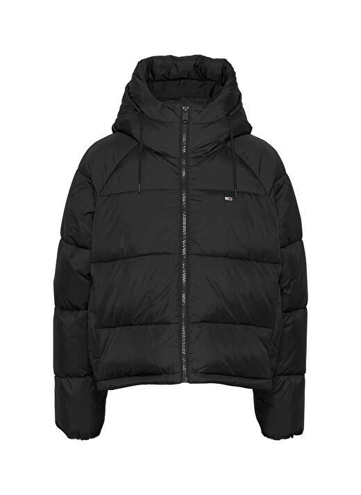 Tommy Jeans Siyah Kadın Dik Yaka Standart Fit Puffer Mont TJW VAIL PUFFER EXT 1