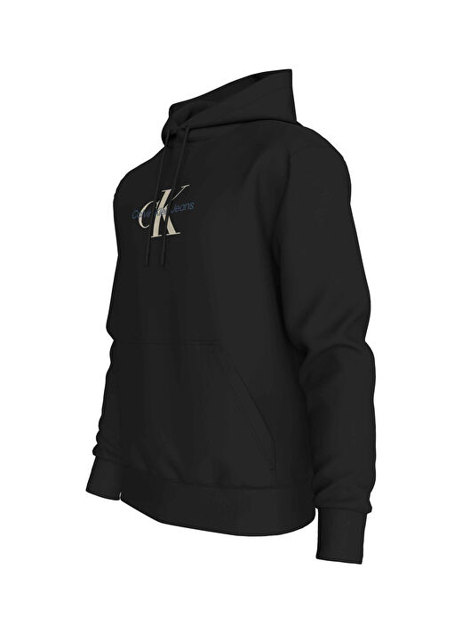 DISTRESSED MONOLOGO Baskılı Relaxed Kapüşonlu Siyah Erkek Sweatshirt J30J326875BEH  2