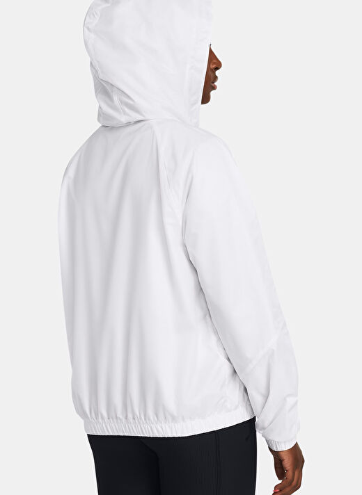 Under Armour Beyaz Kadın Kapüşon Normal Düz Rüzgarlık 1382698-100 UA Rival Sport Windbrea  2