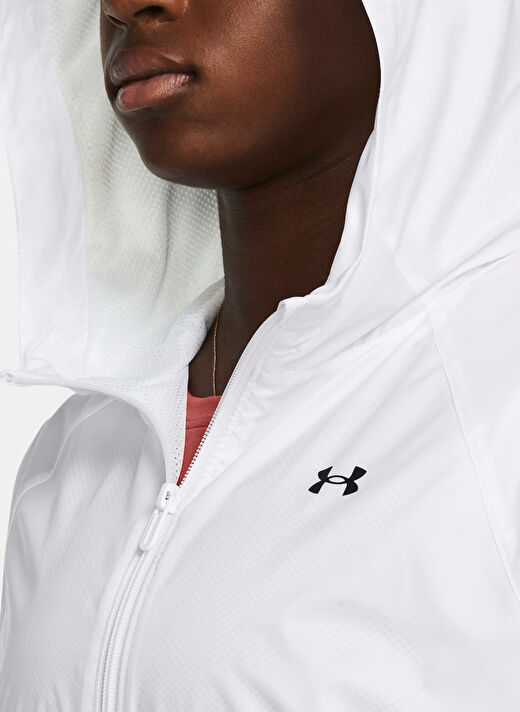 Under Armour Beyaz Kadın Kapüşon Normal Düz Rüzgarlık 1382698-100 UA Rival Sport Windbrea  3