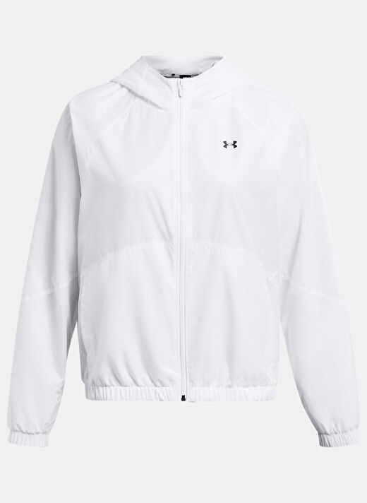 Under Armour Beyaz Kadın Kapüşon Normal Düz Rüzgarlık 1382698-100 UA Rival Sport Windbrea  4