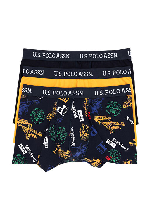U.S. Polo Assn. Sarı - Lacivert Erkek Boxer 80474  2