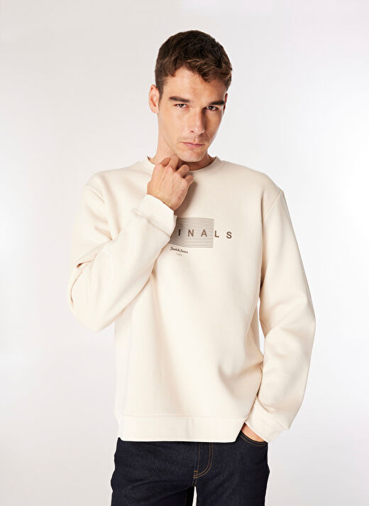 Jack & Jones Ekru Erkek Bisiklet Regular Fit Sweatshirt 12275175_JORKEN SWEAT CREW NECK  3