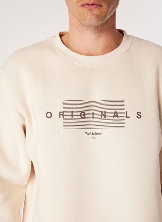 Jack & Jones Ekru Erkek Bisiklet Regular Fit Sweatshirt 12275175_JORKEN SWEAT CREW NECK  4