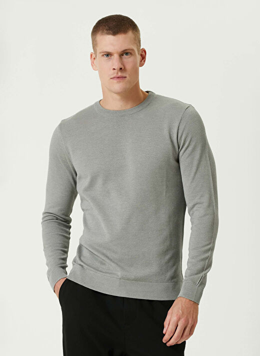 Network Açık Gri Erkek Bisiklet Slim Fit Kazak 1091782  1