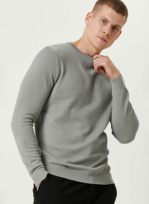 Network Açık Gri Erkek Bisiklet Slim Fit Kazak 1091782  2
