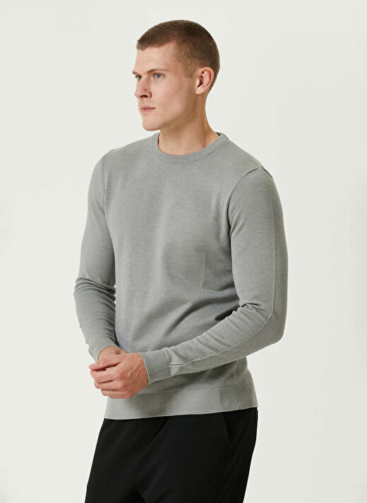 Network Açık Gri Erkek Bisiklet Slim Fit Kazak 1091782  4