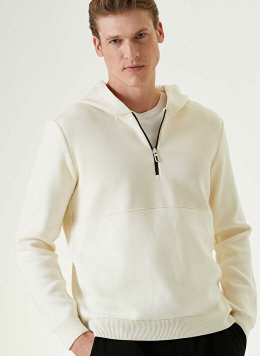 Network Ekru Erkek Kapüşon Slim Fit Kazak 1092019  2