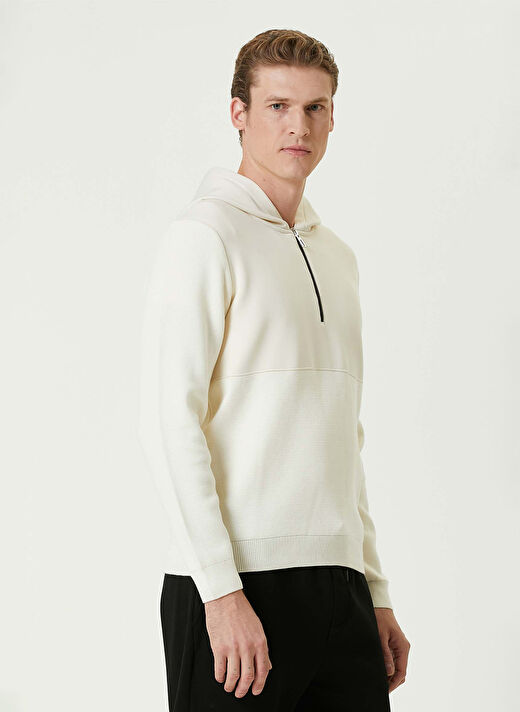 Network Ekru Erkek Kapüşon Slim Fit Kazak 1092019  4