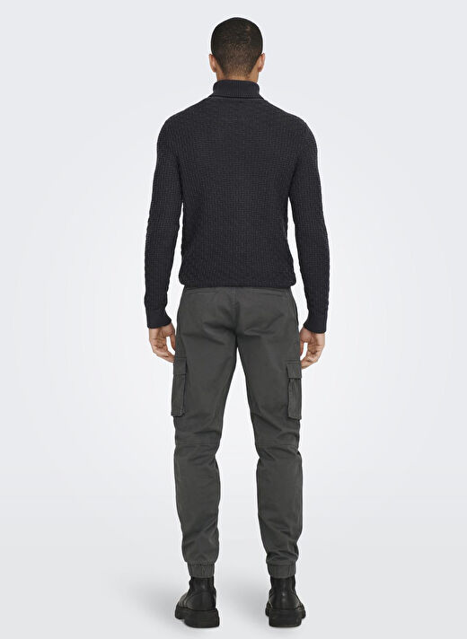 Only & Sons Antrasit Erkek Normal Düz Kargo Pantolon ONSCAM STAGE CARGO CUFF LIFE 6687 N  2