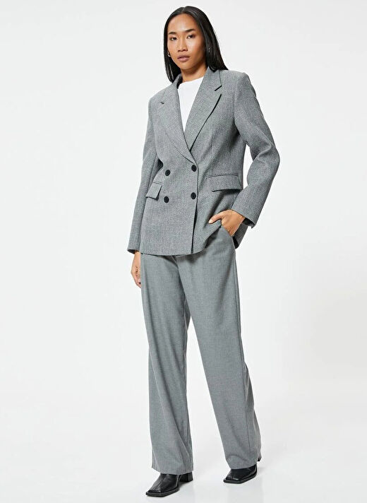 Koton Antrasit Melanj Kadın Kruvaze Regular Fit Blazer 5WAK50014UW  1