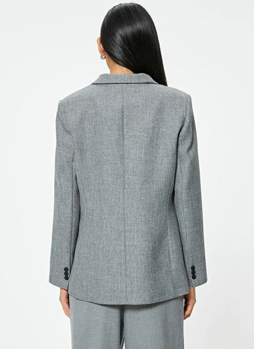 Koton Antrasit Melanj Kadın Kruvaze Regular Fit Blazer 5WAK50014UW  4