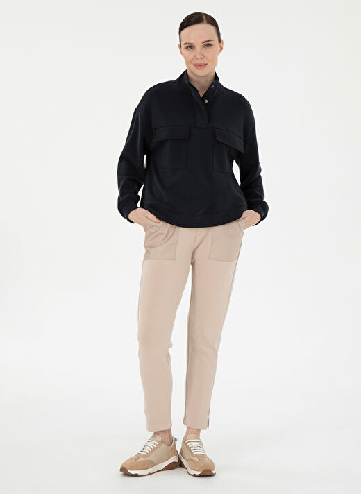 Pierre Cardin Siyah Kadın Hakim Comfort Fit Düz Sweatshirt GERP-S  4