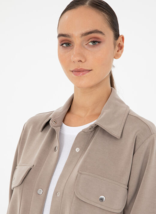 Pierre Cardin Vizon Kadın Gömlek Oversize Düz Hırka JUHA-C  2