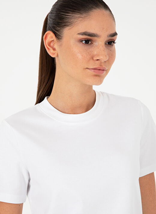 Pierre Cardin Beyaz Kadın Slim Fit Düz T-Shirt SIMO  2