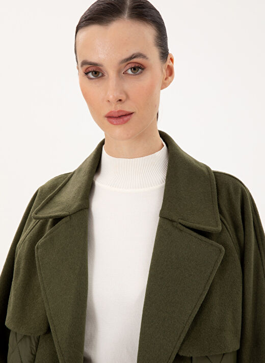 Pierre Cardin Haki Kadın Normal Kapitone Kaban ROKKA  2