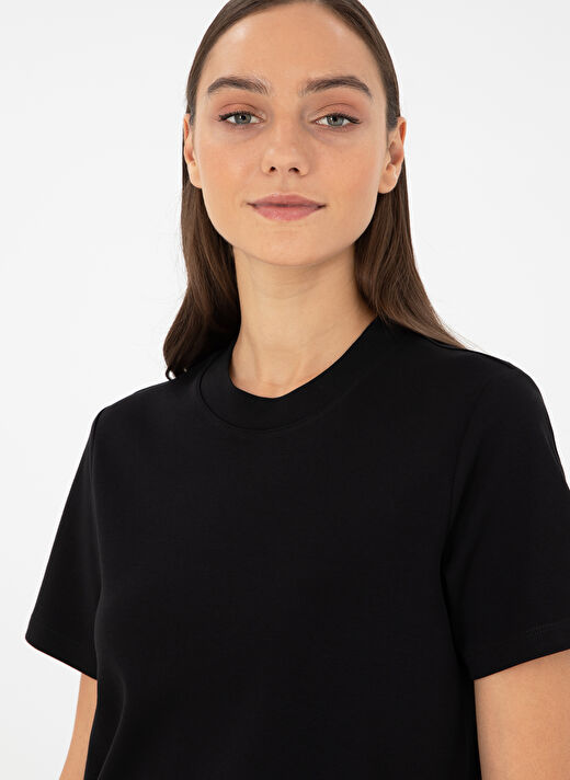 Pierre Cardin Siyah Kadın Slim Fit Düz T-Shirt SIMO  2