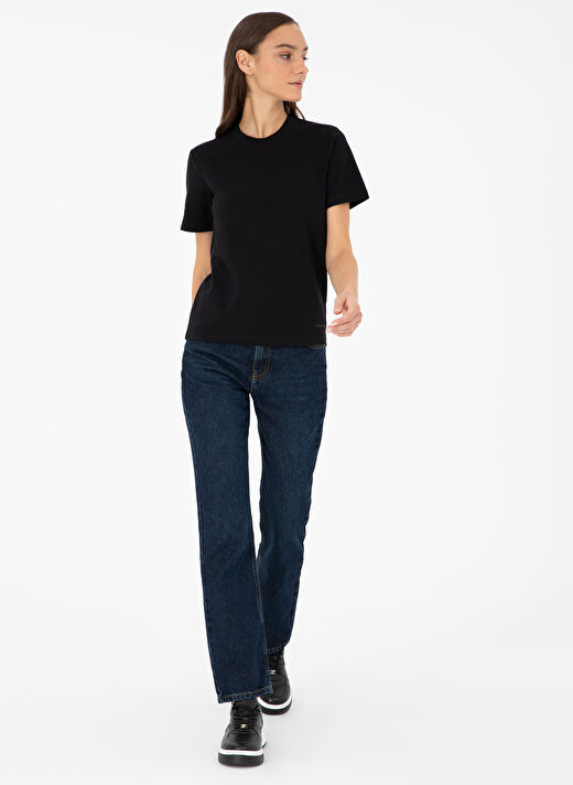Pierre Cardin Siyah Kadın Slim Fit Düz T-Shirt SIMO  4