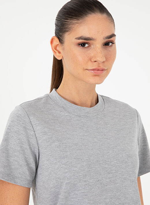 Pierre Cardin Gri Melanj Kadın Slim Fit Düz T-Shirt SIMO  2